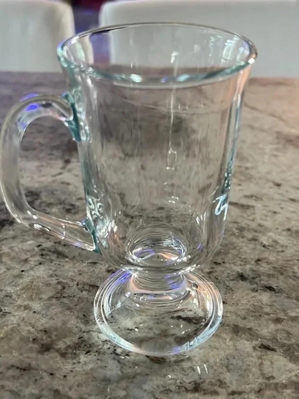 Clear Footed Glass Mug with Handle - Transparent Glass